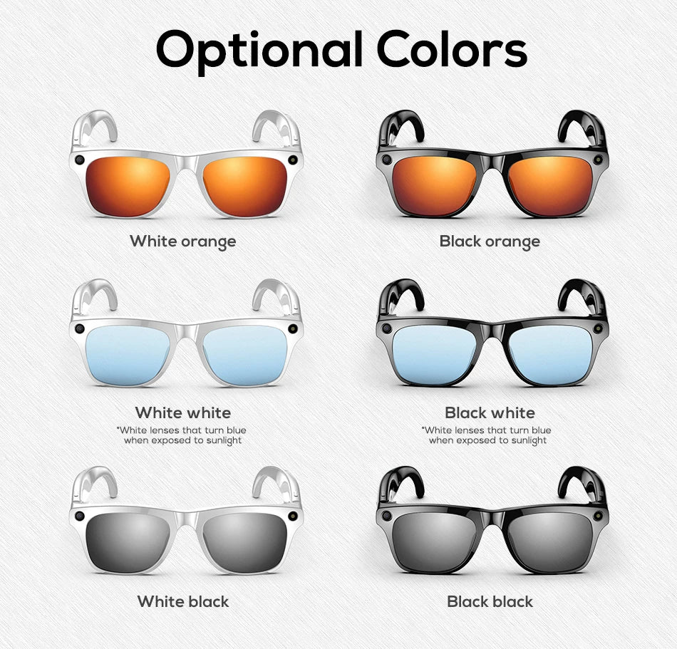 Smart Glasses 100W Camera Anti-shake Video Recording Music Control Photo Recognition Bluetooth Call Sports Sunglasses Waterproof