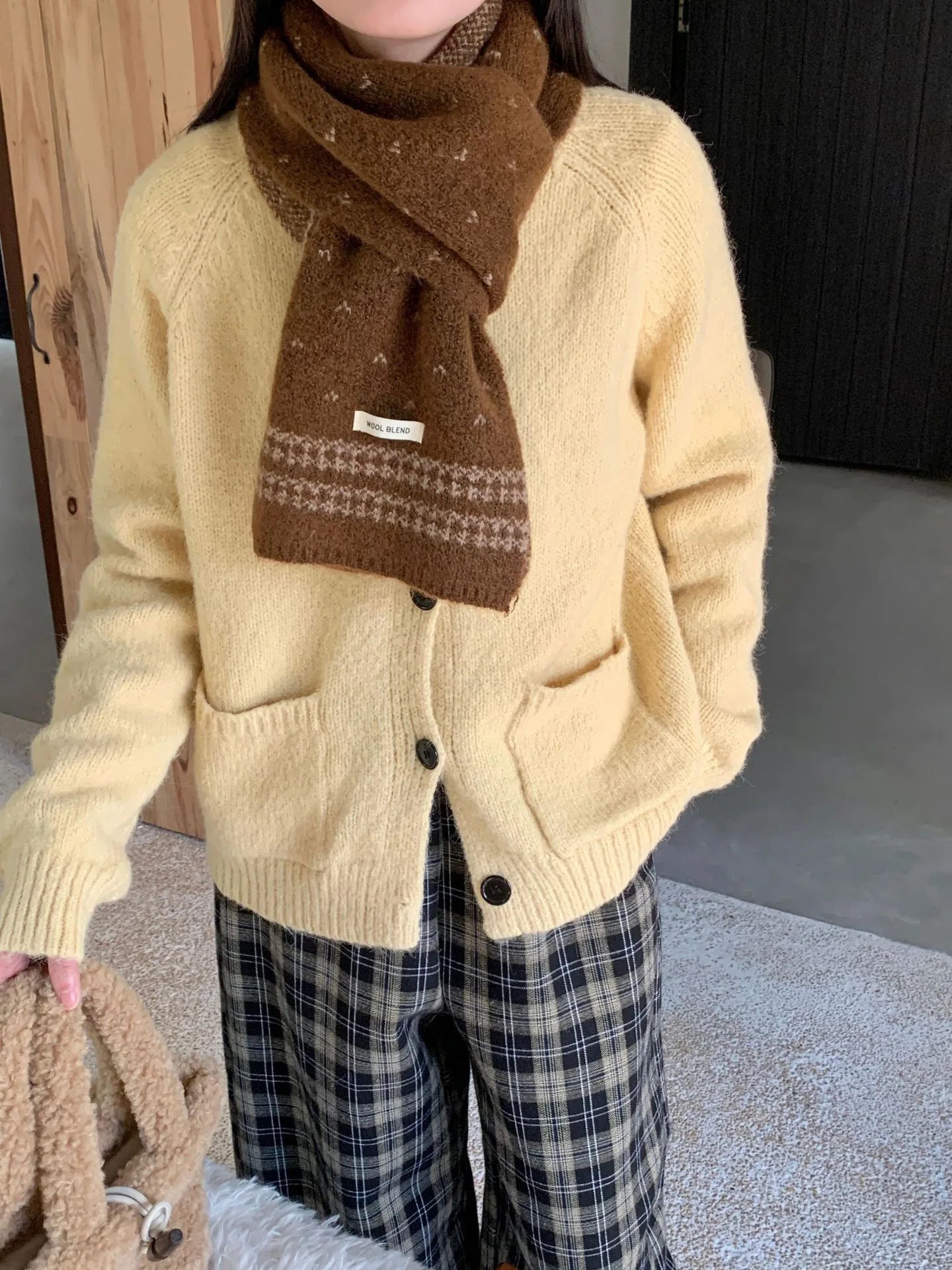 Women's Scarves Korean Retro Fair Island Simple Sweet Versatile Kawaii Wool Winter Thicked Warmth Comfortable High Quality Scarf