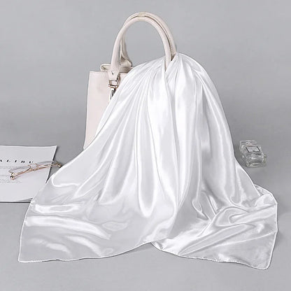 Fashion Hijab Scarves For Women Silk Satin Hair Scarf Female Solid Colors Kerchief 90*90cm Square Shawls Neck Scarfs For Ladies