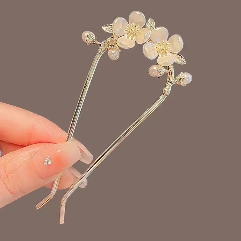Fashion Hair Accessories Metal U Shape Hair Clip For Women Elegant Simulated Pearl Tassels Hairpin Female Headwear Gifts