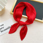 Women Square Scarf Skinny Ribbon Head Neck Small Pleated Hair Tie Band Kerchief Satin Foulard Scarves Headscarf Neckerchief