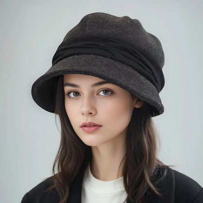 Hats for women in autumn and winter versatile woolen hats Japanese retro elegant temperament celebrity fisherman hat warm wide b
