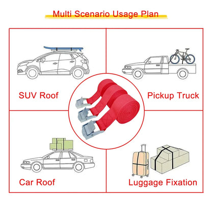 3pcs 2M Buckle Tie-Down Belt cargo straps for Car motorcycle bike With Metal Buckle Tow Rope Strong Ratchet Belt for Luggage Bag