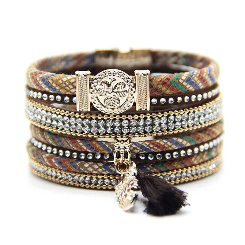 Ethnic Owl Leather Bracelet Bohemian Women's Bracelet Jewelry Birthday Gift For Women Best Sell