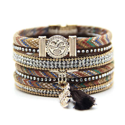Ethnic Owl Leather Bracelet Bohemian Women's Bracelet Jewelry Birthday Gift For Women Best Sell