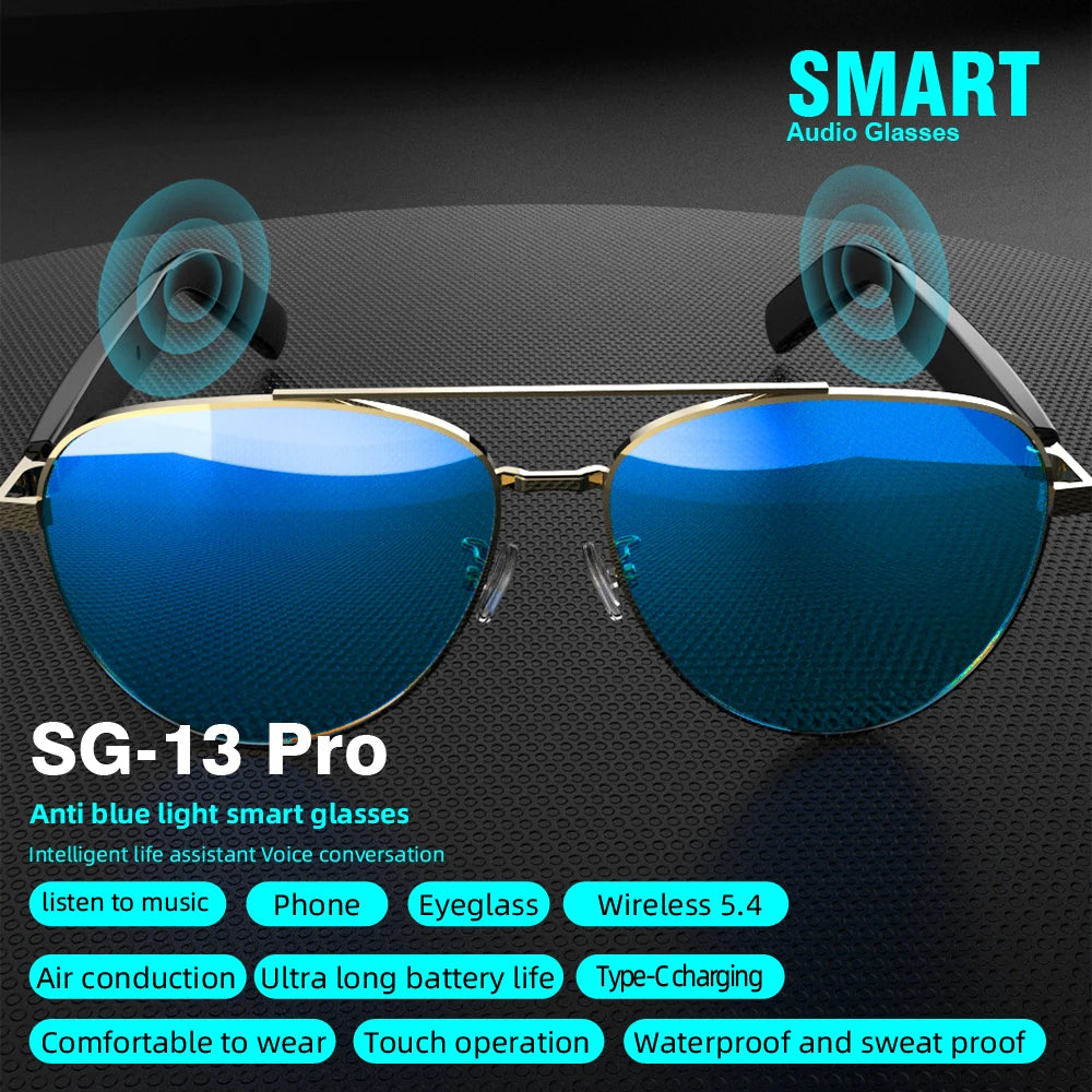 SG-13 Smart glasses, Bluetooth earphones, clear vision | UV resistant touch function | Versatile facial features