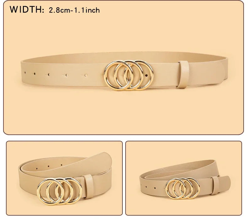 3pc New Women'S Minimalist and Stylish Versatile Belts, Classic Belts for Jeans and Dresses, Solid Color Elegant Belts