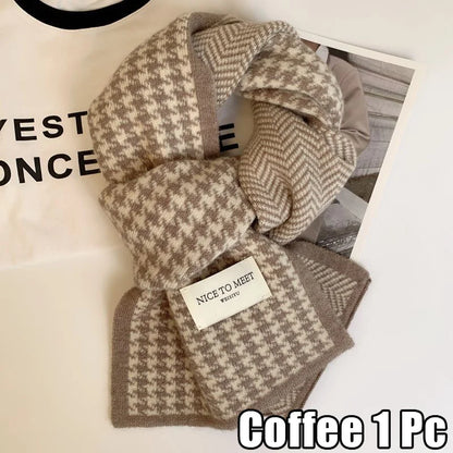 Scarf female winter new atmosphere sense of double-sided students cute warm thickened knitting senior sense of scarf