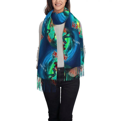 Custom Female Large British Heavy Metal Rock Iron Maidens Scarves Women Winter Soft Warm Tassel Shawl Wraps Scarf