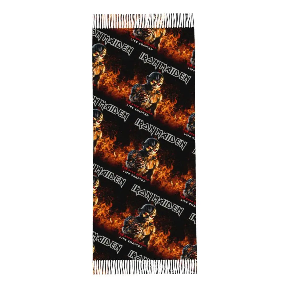 Custom Female Large British Heavy Metal Rock Iron Maidens Scarves Women Winter Soft Warm Tassel Shawl Wraps Scarf