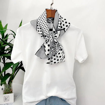 Men's Long Small Silk Scarves with Suits Spring Autumn New Fashionable Versatile Decorative Korean Version Thin  Narrow Scarves