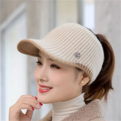 2023 Hats For Women Autumn Winter Sports Empty Top Golf Caps Female Knitted Warm Baseball Cap Fashion Running Golf Sun Hat