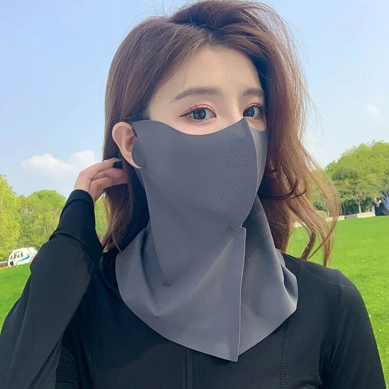 Sunscreen Face Scarf Thin Ice Silk Mask Summer Cover Veil Eye Protection Gini Golf Pattern Randomly On The Left Or Right Faces