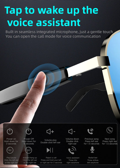 SG-13 Smart glasses, Bluetooth earphones, clear vision | UV resistant touch function | Versatile facial features