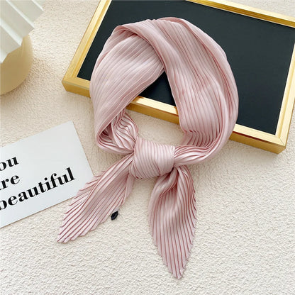 Women Square Scarf Skinny Ribbon Head Neck Small Pleated Hair Tie Band Kerchief Satin Foulard Scarves Headscarf Neckerchief