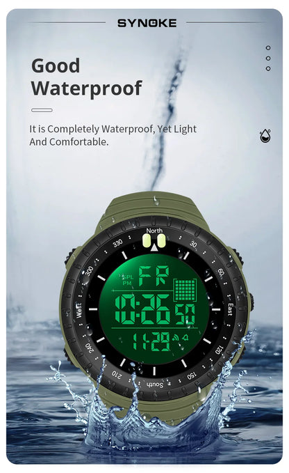 SYNOKE Outdoor Military Digital Watch For Men Fashion Retro Men Watch Sports Waterproof Men Watch Multifunctional Handsome Men
