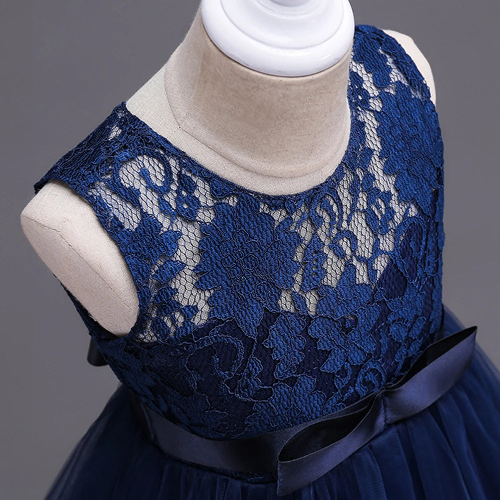 Western girls dress Princess dress Children's dress long lace skirt that draped the floor Evening dress