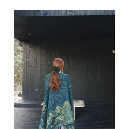 Scarves Woman Bohemian Ethnic Style Retro Shawl for Women Scarf Atmospheric Cloak Outdoor Wear Echarpe Épaisse Evening Service