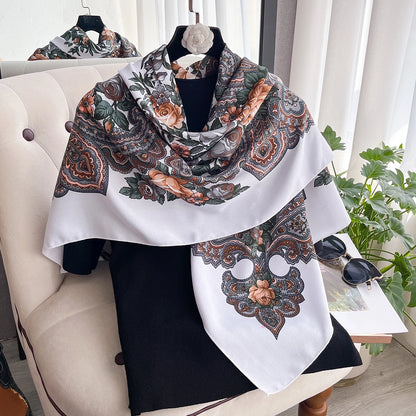 Women Russian Floral Scarf Ethnic Style Square Bandana Head Scarves Ladies Handkerchief Headband Silk Scarf Hair Wraps 2025