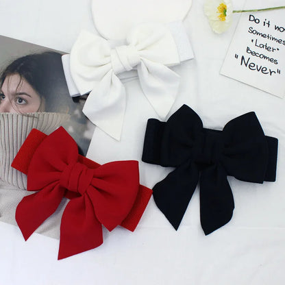 1PC New Fashion Elegant Large Bow Elastic Belts for Women Wide Side Belt Dress Female Jeans Waistband Trouser Accessory