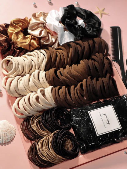 Hair Accessories for Woman Set Seamless Fashionable Brown Ponytail Holders Variety Hair Scrunchies HairBands Scrunchy Hair Ties