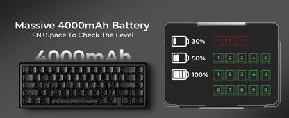 XVX M67 JadeStone Black Wireless Mechanical Keyboard With IMD-Tech Keycaps Tri-Mode Tech Topographic Keyboard Gasket Design