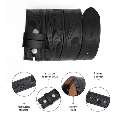 2024 Belts Without Buckle Two Layer Embossed Cowhide No Buckle Strap Pin Buckle Belt Body High Quality Male Belts Free Shipping