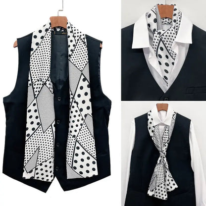 Men's Long Small Silk Scarves with Suits Spring Autumn New Fashionable Versatile Decorative Korean Version Thin  Narrow Scarves