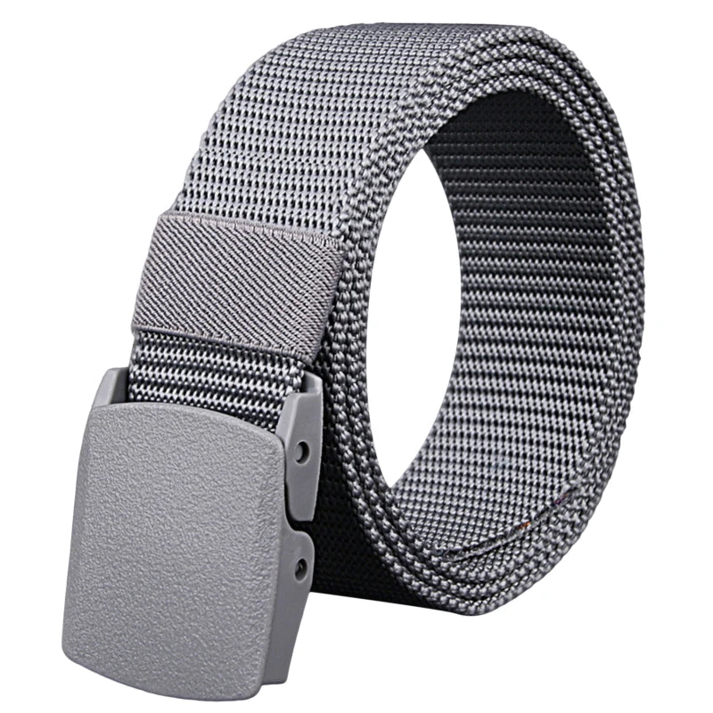 Men Belts Fashion Unisex Jeans Belts Adjustable Belt Men Outdoor Travel Hunting Waist Belt Automatic Plastic Buckle for Pants