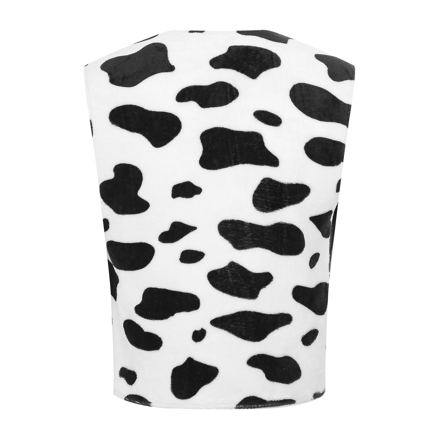 Men Western Cowboy Costume Cow Print Vest Flannel Metallic Cardigan Open Front Tassel Waistcoat Halloween Cosplay Party Dress Up