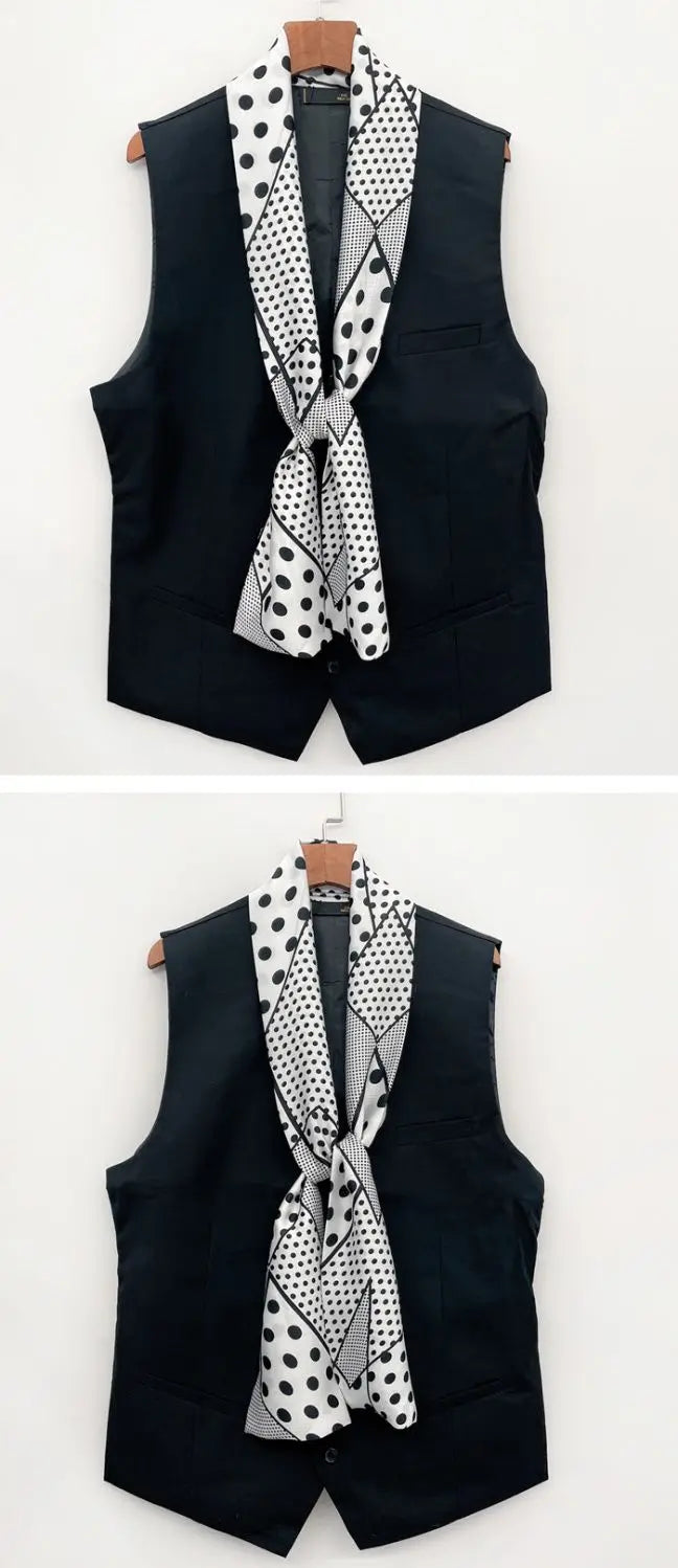 Men's Long Small Silk Scarves with Suits Spring Autumn New Fashionable Versatile Decorative Korean Version Thin  Narrow Scarves