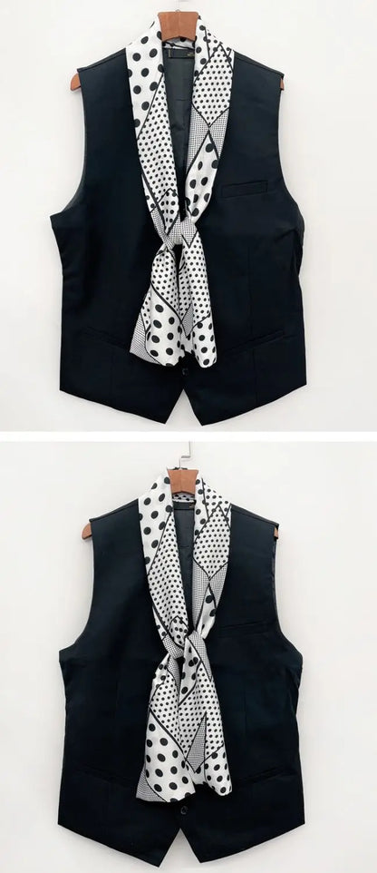 Men's Long Small Silk Scarves with Suits Spring Autumn New Fashionable Versatile Decorative Korean Version Thin  Narrow Scarves