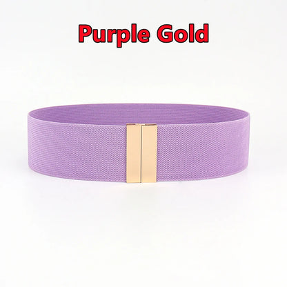 Fashion Women Elastic Band Wide Belts Simple Down Coat Waist Belt Female Buckle Black Strap Dress Decoration Accessories Ladies