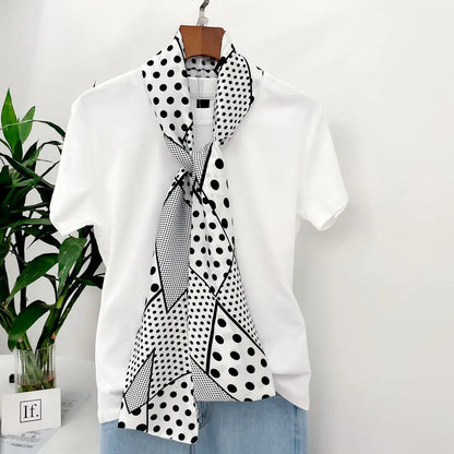 Men's Long Small Silk Scarves with Suits Spring Autumn New Fashionable Versatile Decorative Korean Version Thin  Narrow Scarves