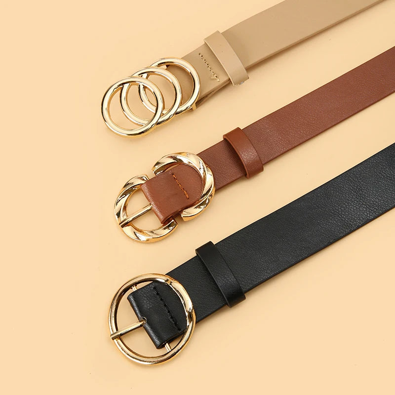 3pc New Women'S Minimalist and Stylish Versatile Belts, Classic Belts for Jeans and Dresses, Solid Color Elegant Belts