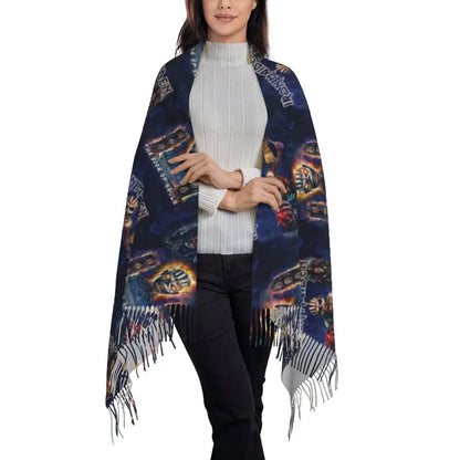 Custom Female Large British Heavy Metal Rock Iron Maidens Scarves Women Winter Soft Warm Tassel Shawl Wraps Scarf