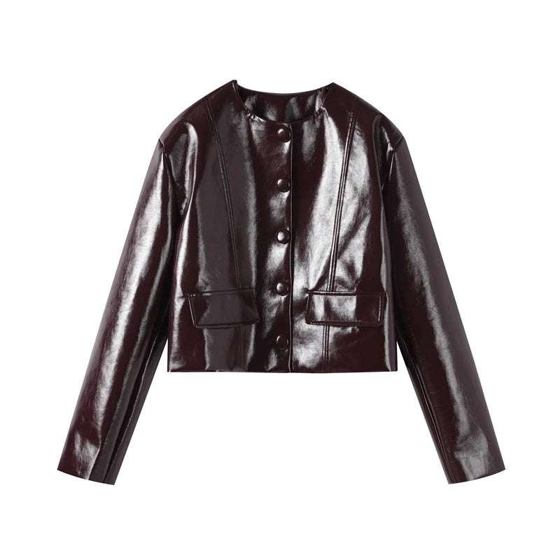 Fashion Women PU Skirt Set Casual Single Breasted Long Sleeve Female Jacket Hip Package Short Skirts Suit 2024 Lady Streetwear