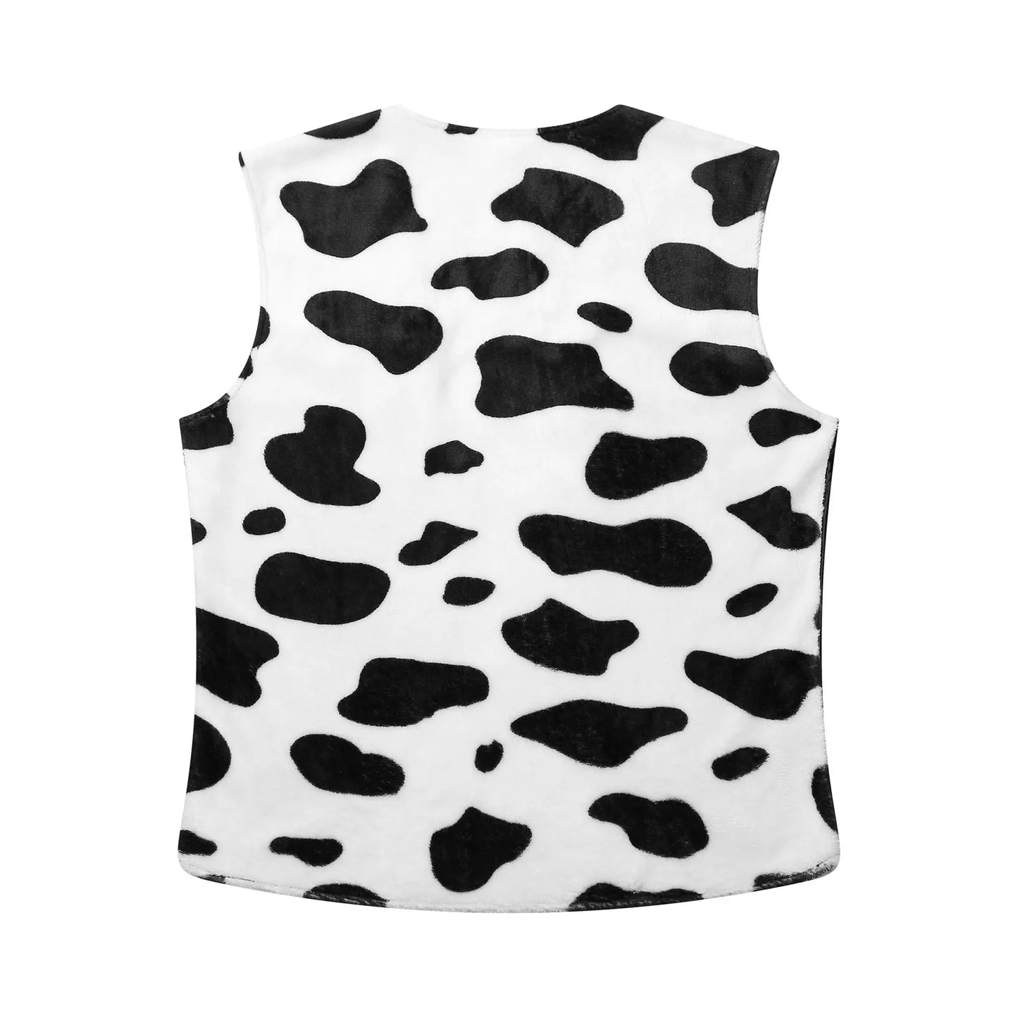 Men Western Cowboy Costume Cow Print Vest Flannel Metallic Cardigan Open Front Tassel Waistcoat Halloween Cosplay Party Dress Up