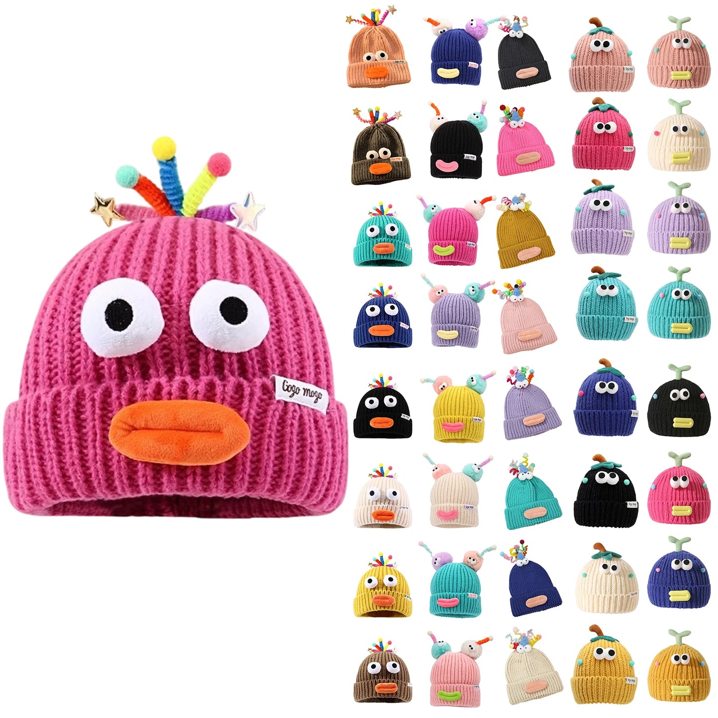 Women's Hat Funny Cartoon Sausage Mouth Wool Hat Knitted Ear Protectioned Hat Winter Warm Cute Big Head Cute Funny Hat
