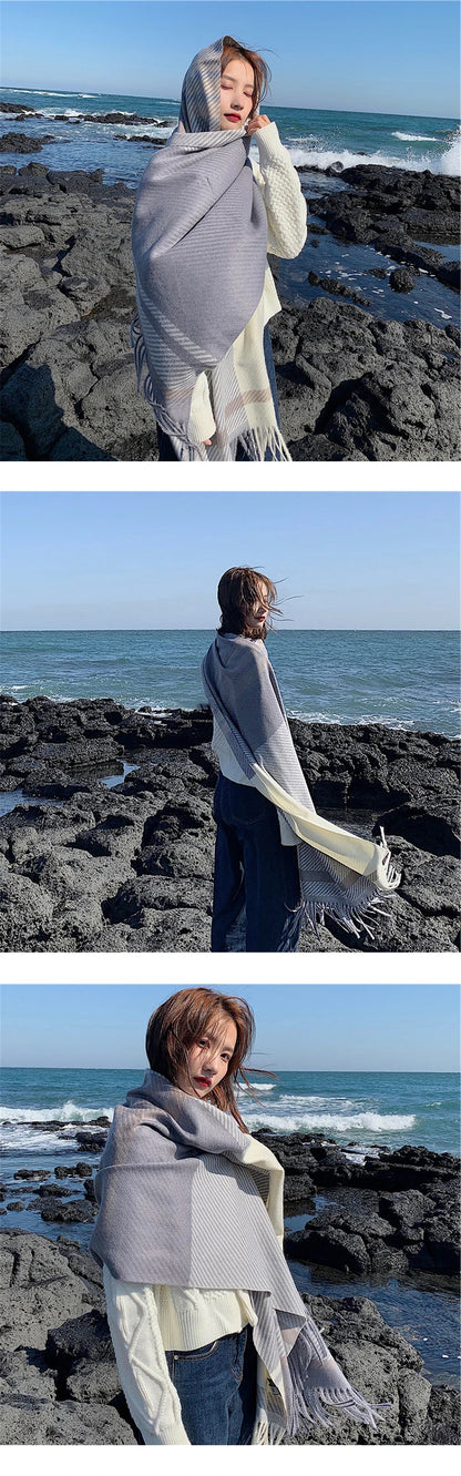 New Women Scarf Autumn Winter Vintage Preppy Style Plaid Wrap Scarve Pashmina Mujer Femme Foulard Bufanda Shawl Unisex Men