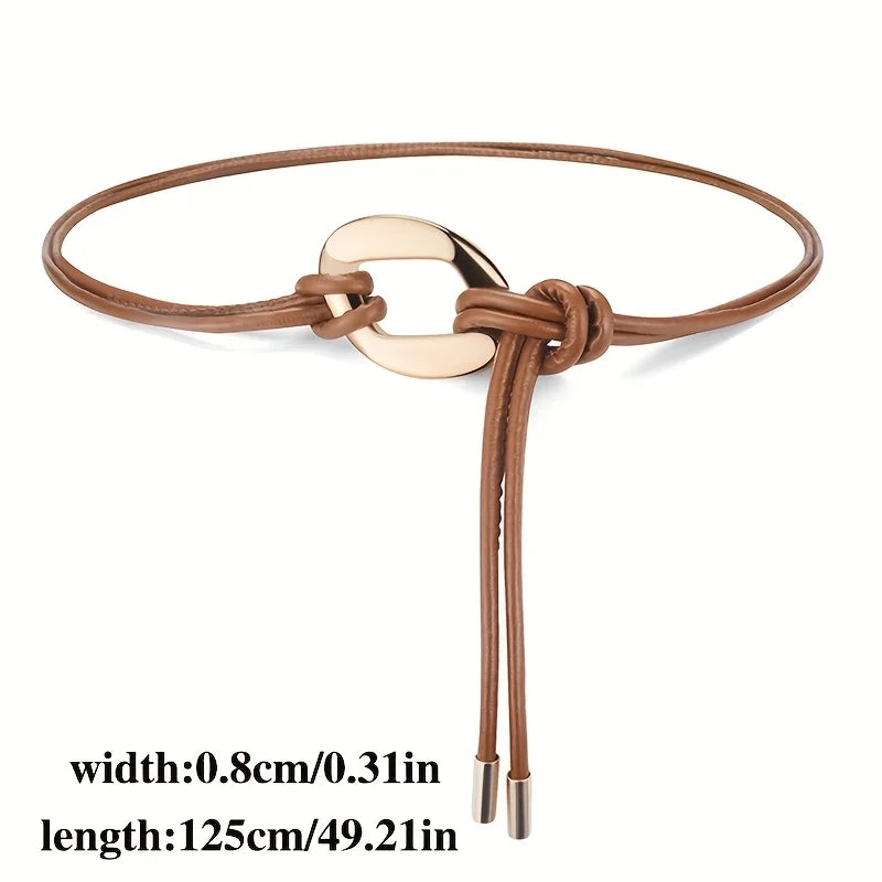 Elegant ladies tie knot belts, retro thin waistbands, fashionable decorative dresses, shirts, coats and overcoats with belts