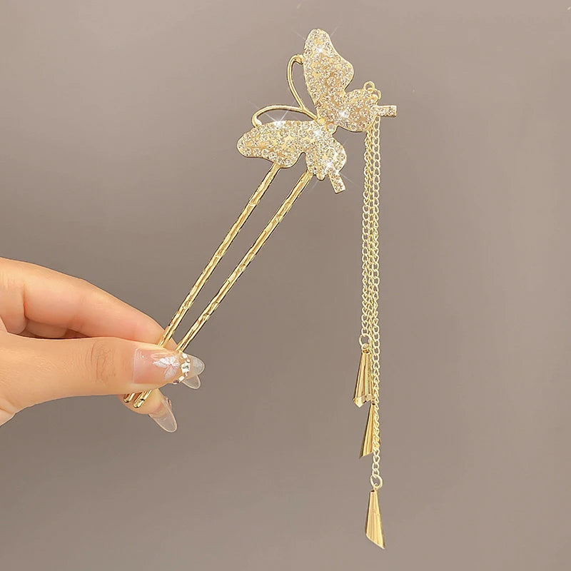 Fashion Hair Accessories Metal U Shape Hair Clip For Women Elegant Simulated Pearl Tassels Hairpin Female Headwear Gifts