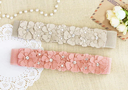 Belt For Women Lady 2023 Fashion Flower Elastic Stretch Waist Belt Wide Elasticated Waistbands Girls Dress Accessories