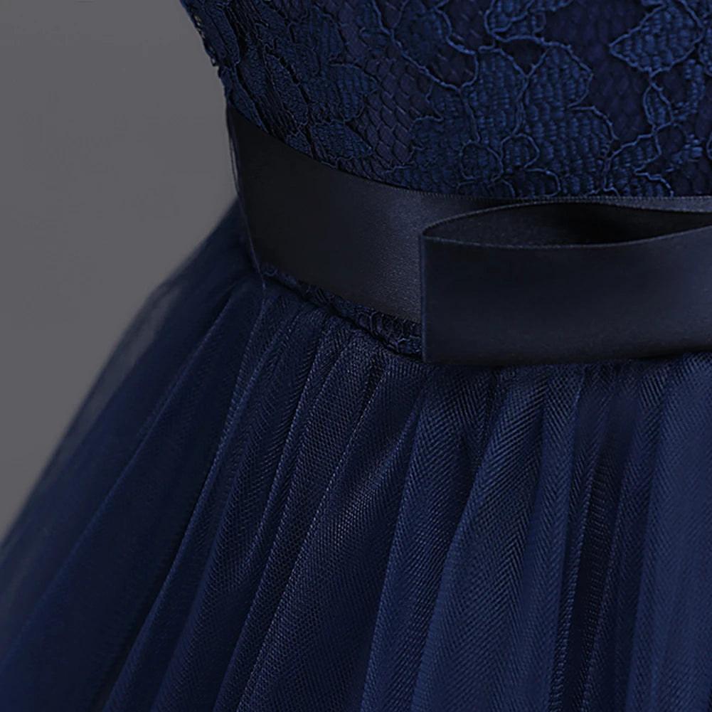 Western girls dress Princess dress Children's dress long lace skirt that draped the floor Evening dress