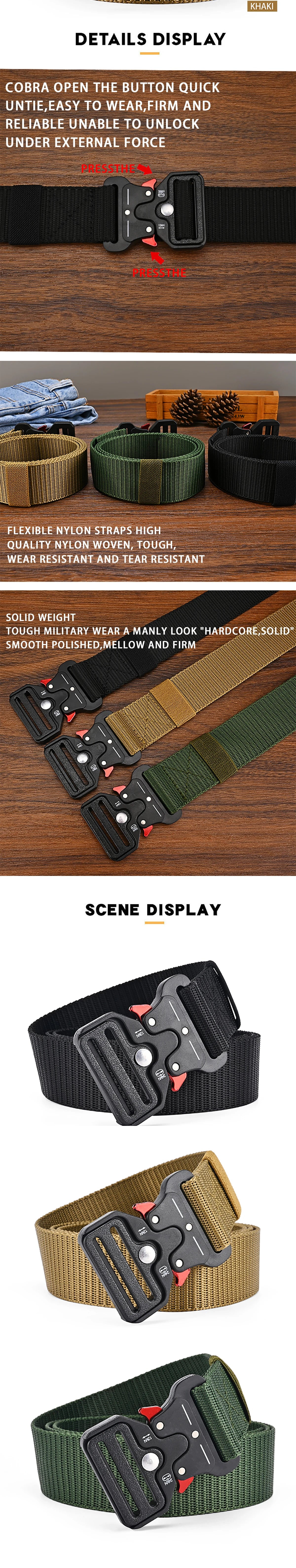 Versatile Men's Tactical Belts - Durable, Adjustable Design-For Outdoor Sports Enthusiasts，Pair with Pants Jeans，For Men Women ﻿