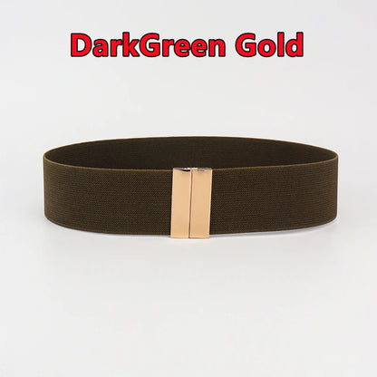 Fashion Women Elastic Band Wide Belts Simple Down Coat Waist Belt Female Buckle Black Strap Dress Decoration Accessories Ladies