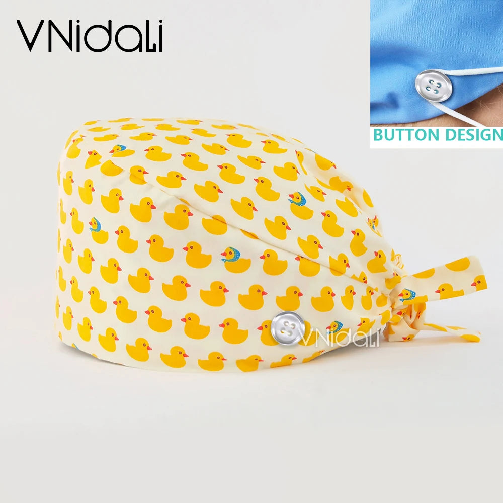 Women Beauty Work Hats Pet Grooming Nursing Work Scrub Hats Surgical Hats for doctors nurse hats scrub cap with button