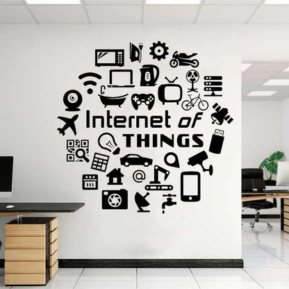 Tech vinyl wall decals Internet of things high tech IT geek computer computer home company office decoration decals B5