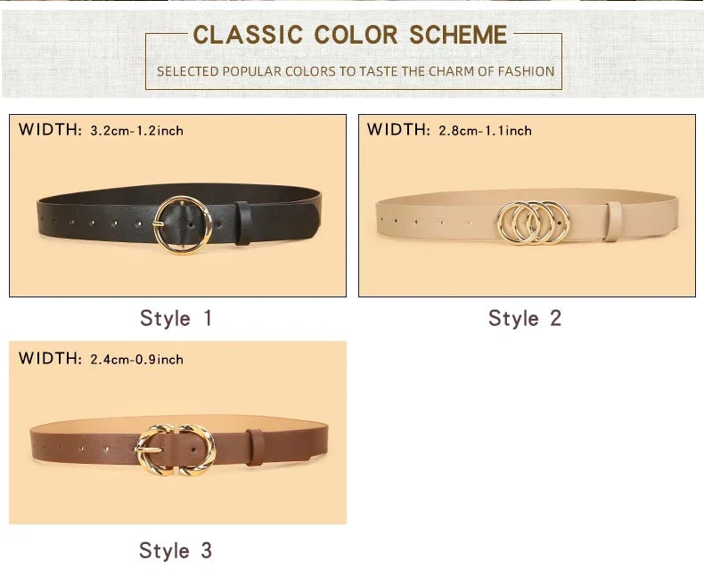 3pc New Women'S Minimalist and Stylish Versatile Belts, Classic Belts for Jeans and Dresses, Solid Color Elegant Belts
