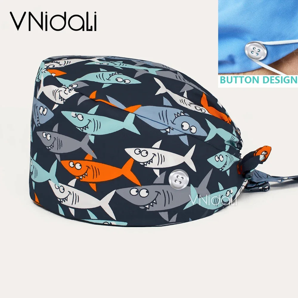 Women Beauty Work Hats Pet Grooming Nursing Work Scrub Hats Surgical Hats for doctors nurse hats scrub cap with button